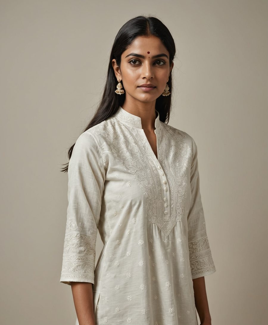 Ivory Chanderi Anarkali - Ivory